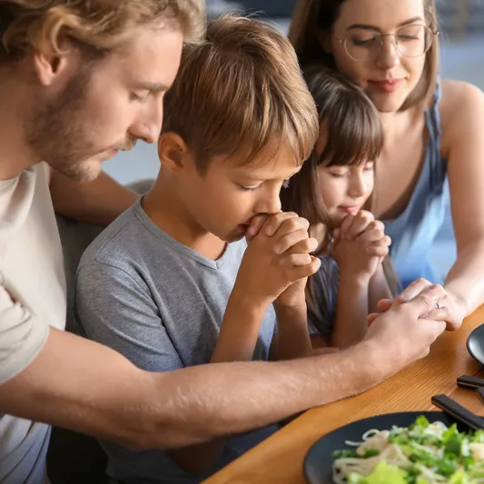 A family praying