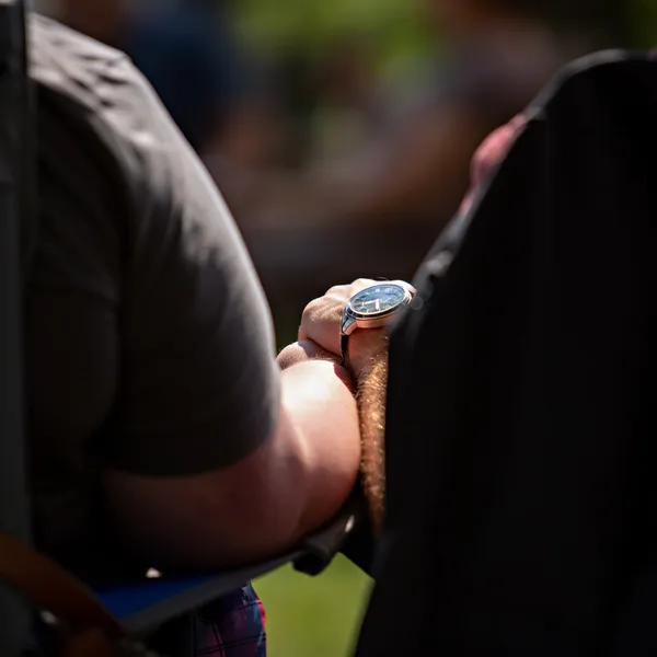 A married couple holding hands at the retreat